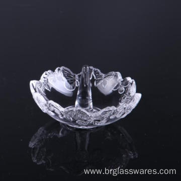 Hand Pressed Butterfly Pattern Crystal Glass Ring Holders